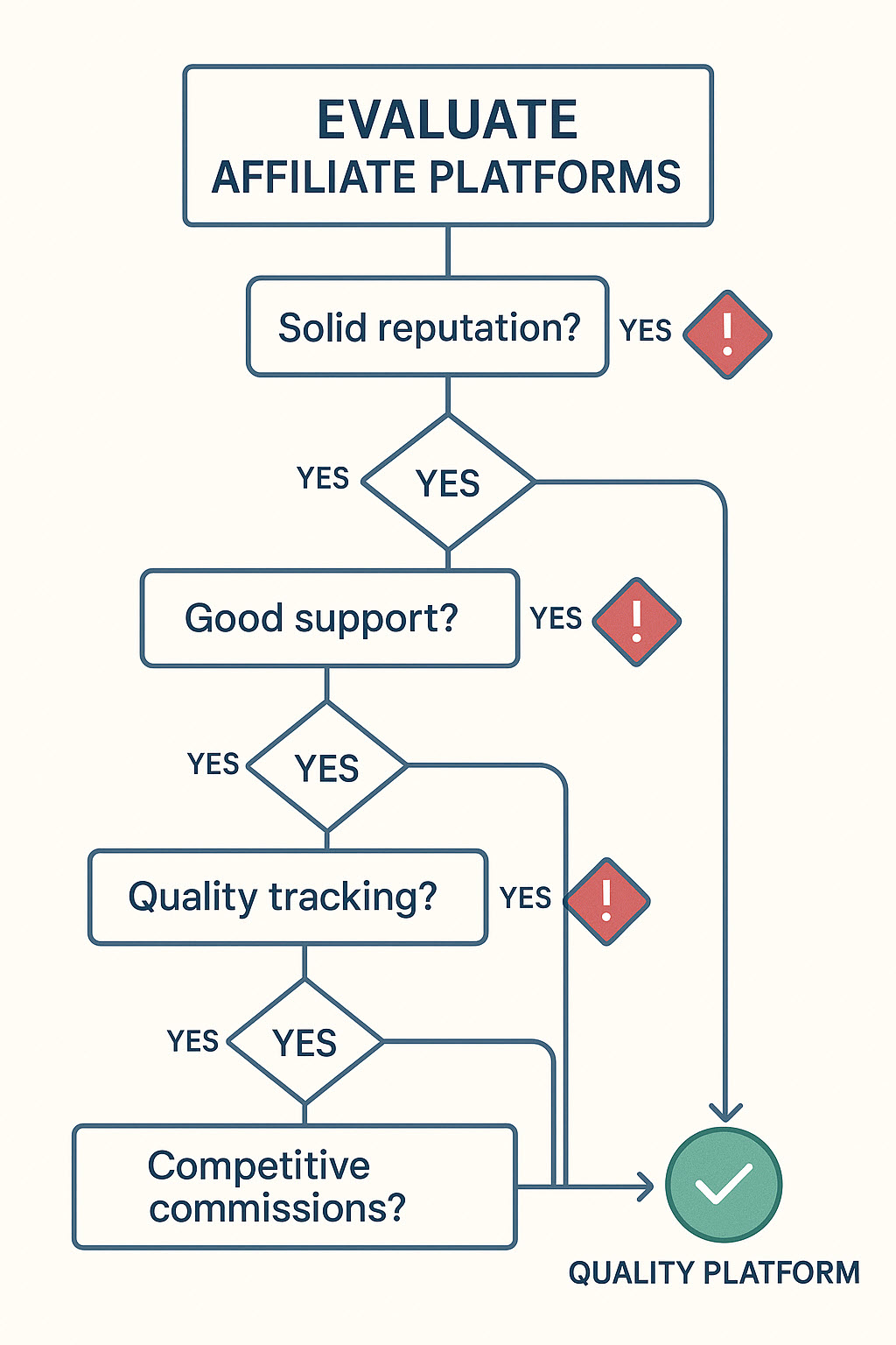Decision framework checklist for evaluating affiliate marketing platforms